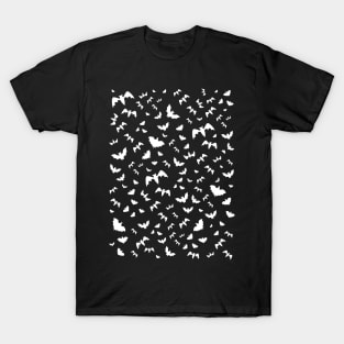 WHITE Bats Flying T-Shirt